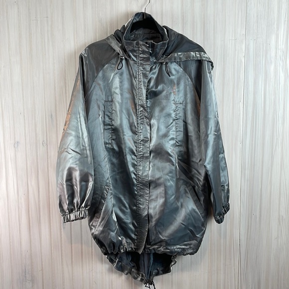 UNIF METALLIC SILVER HOODED ZIP JACKET - Picture 1 of 6